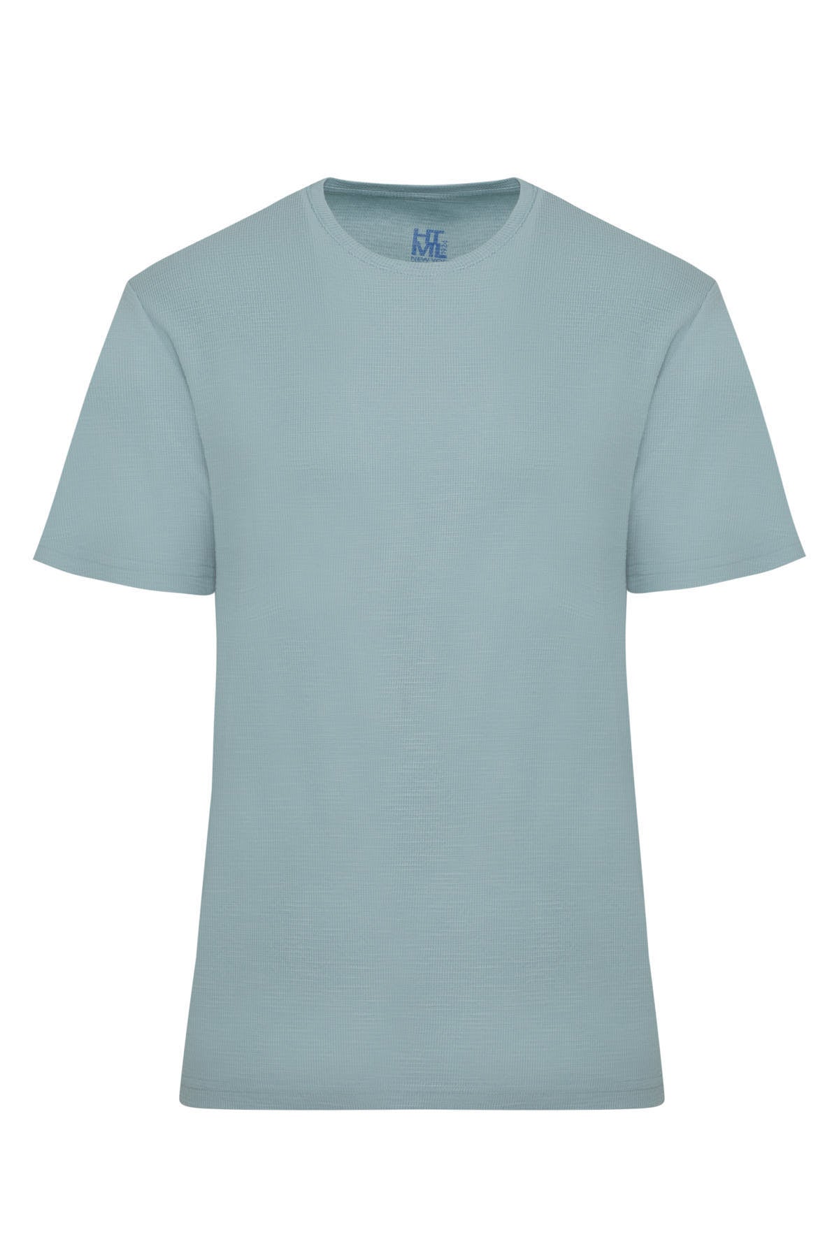 Slim Fit Light Blue Cotton Crew Neck T-Shirt - SAYKI