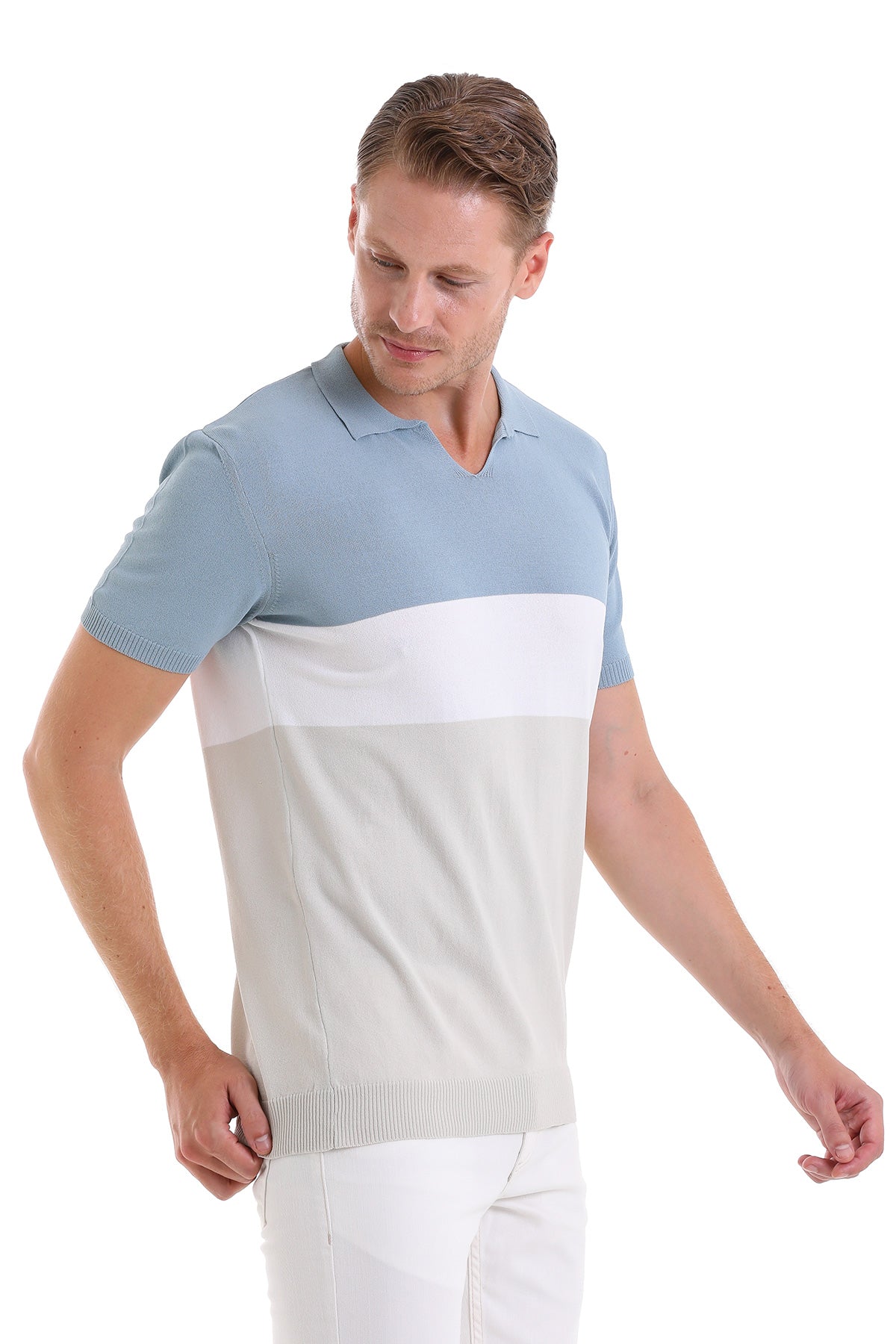 Slim Fit Light Blue Polo T-Shirt - SAYKI