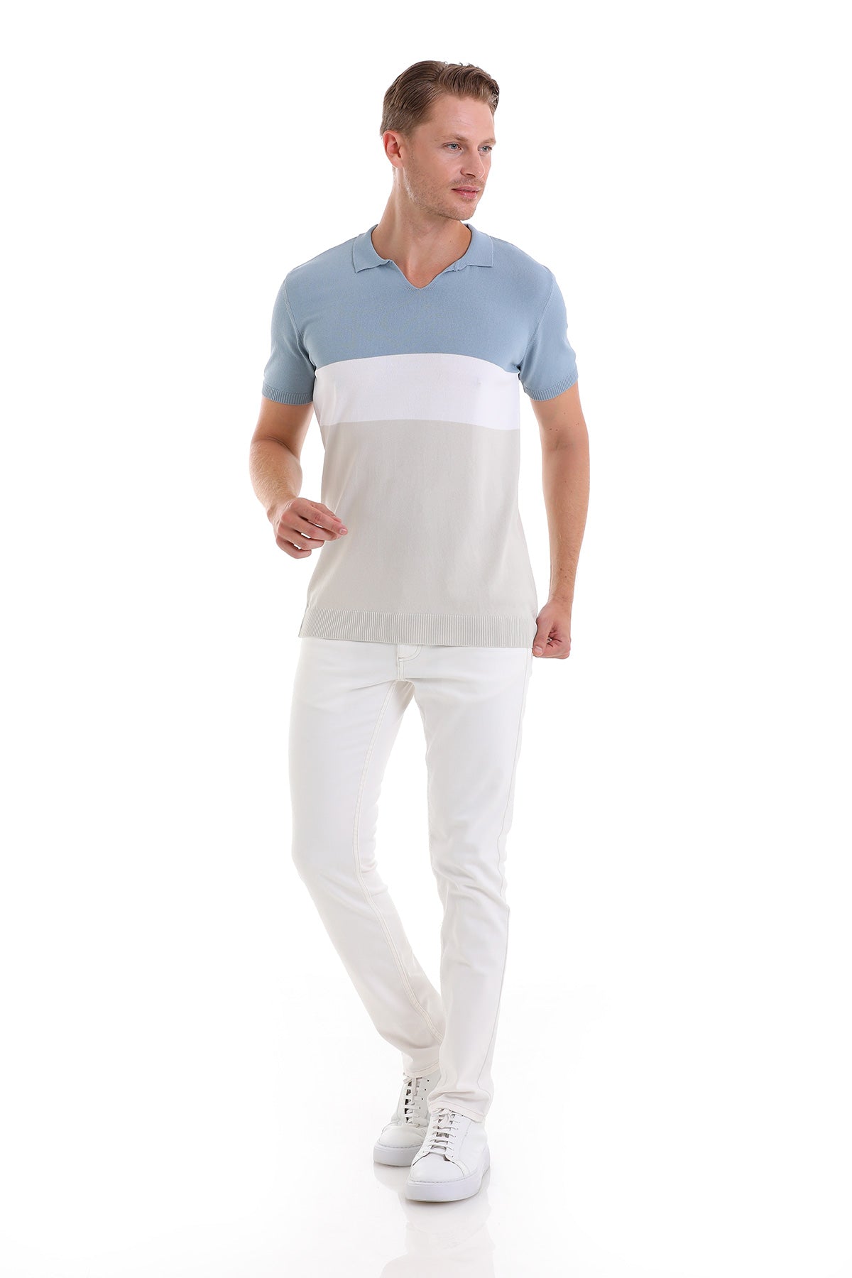 Slim Fit Light Blue Polo T-Shirt - SAYKI