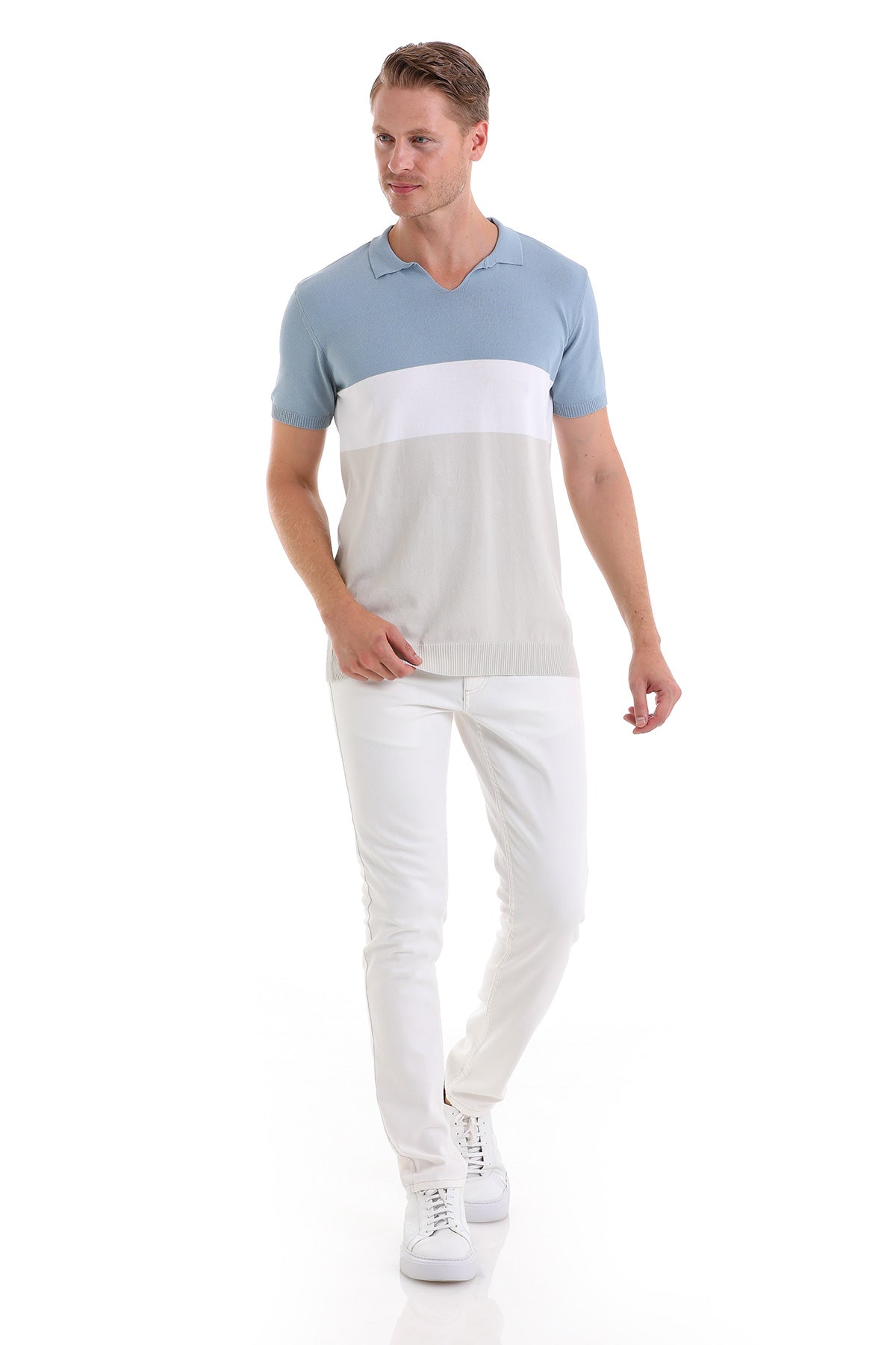Slim Fit Light Blue Polo T-Shirt - SAYKI