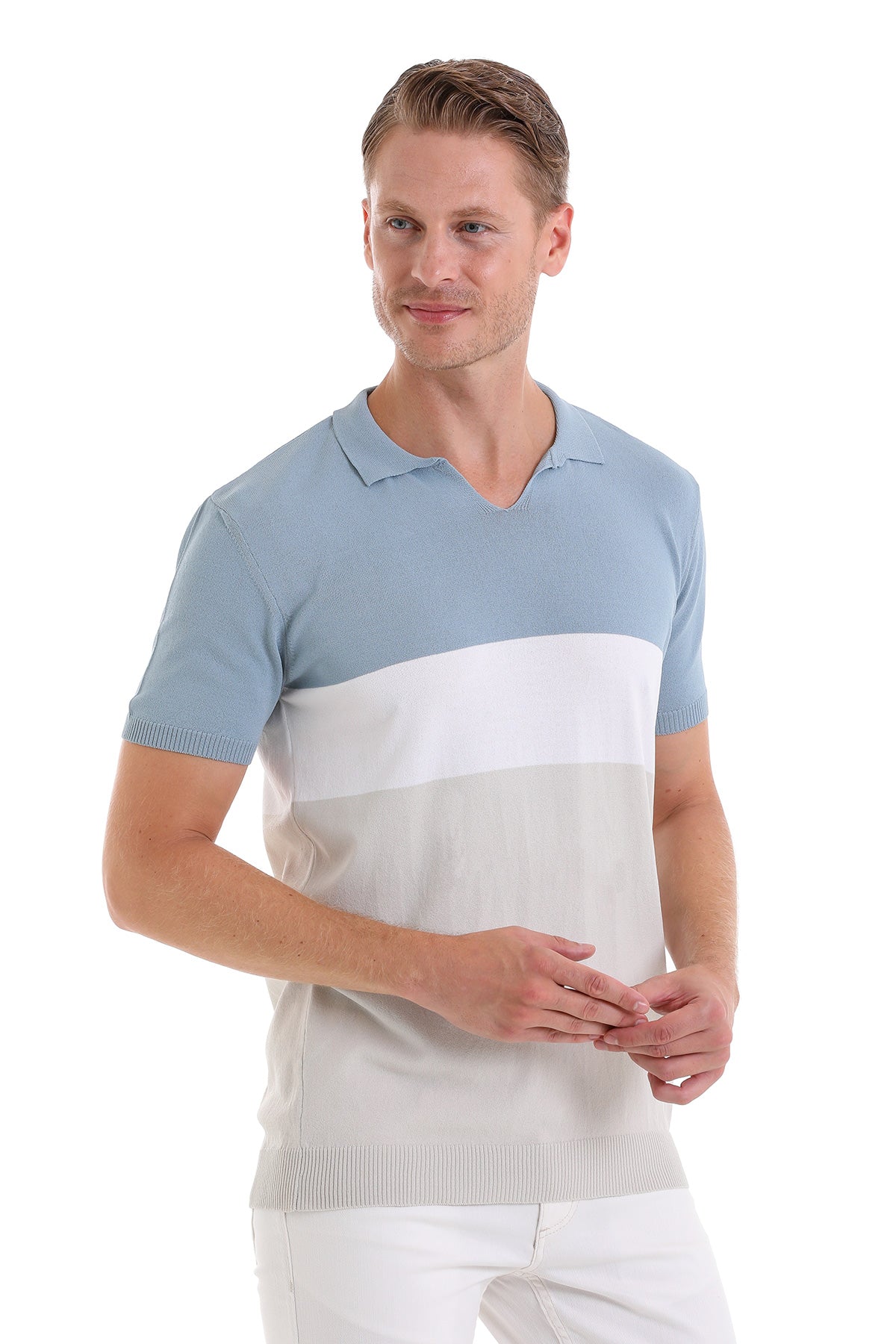 Slim Fit Light Blue Polo T-Shirt - SAYKI - 8682819440936