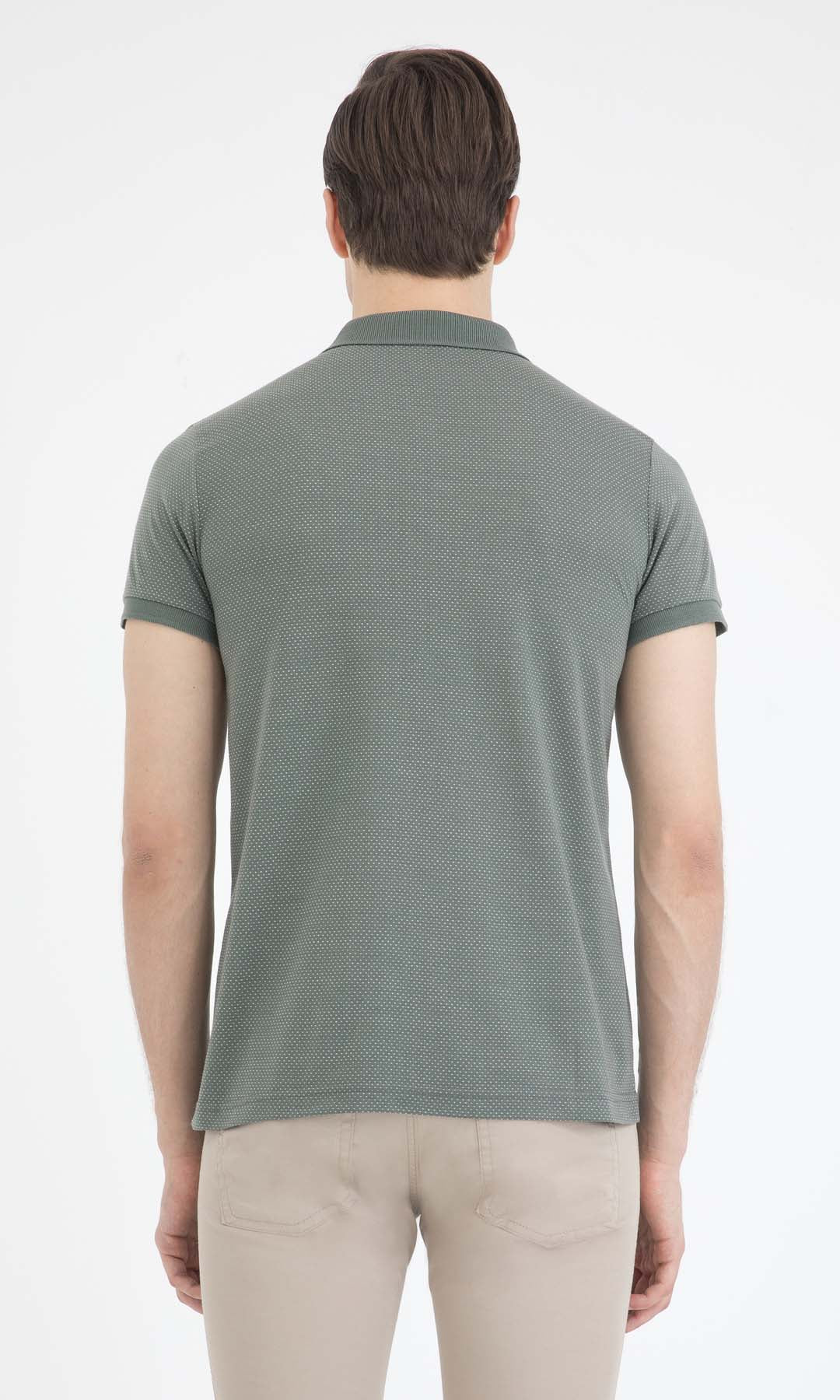 Slim Fit Light Khaki - White Polo T-Shirt - SAYKI