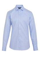 Slim Fit Long Sleeve 100% Cotton Blue Dress Shirt - SAYKI