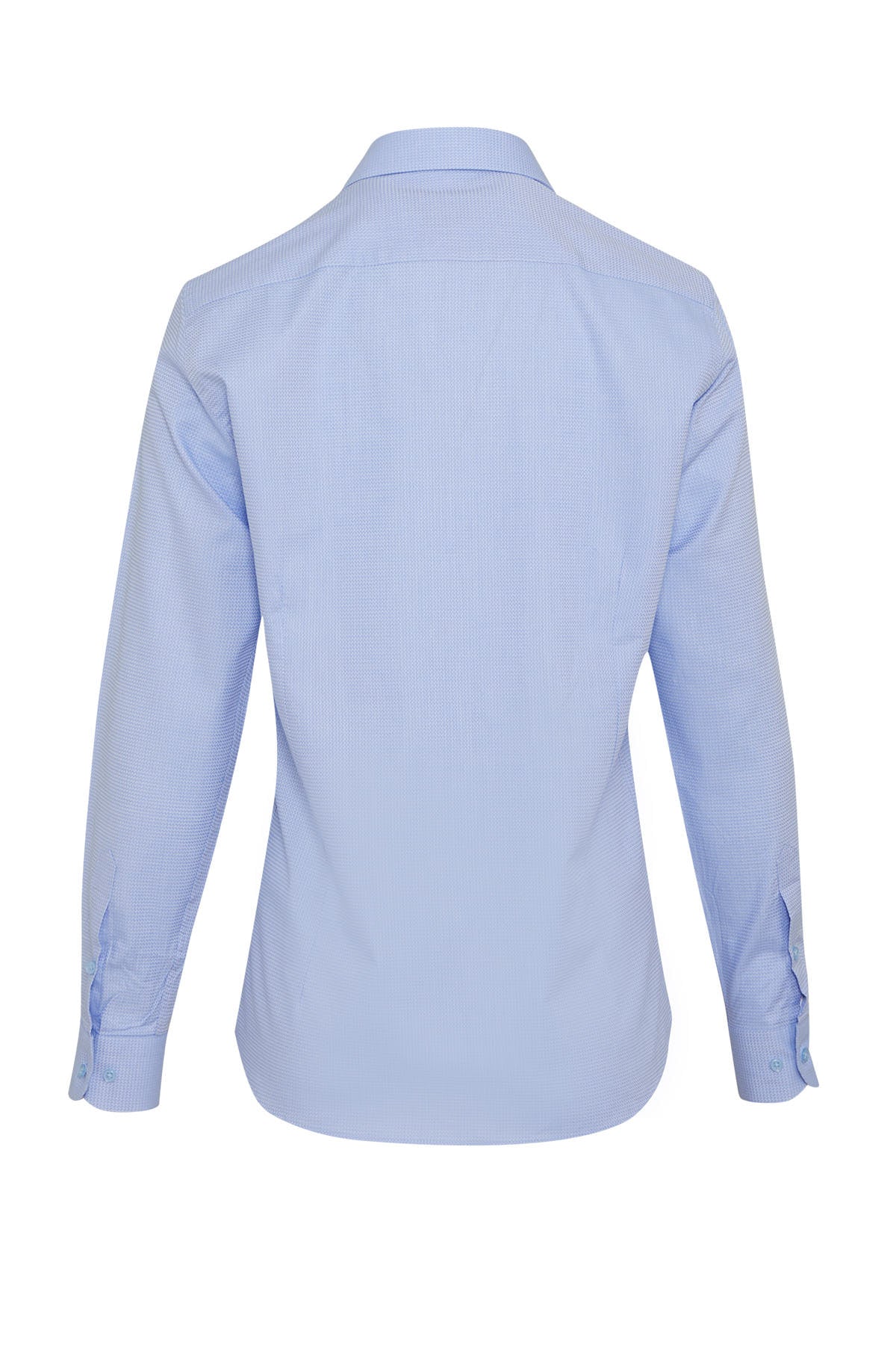 Slim Fit Long Sleeve 100% Cotton Blue Dress Shirt - SAYKI