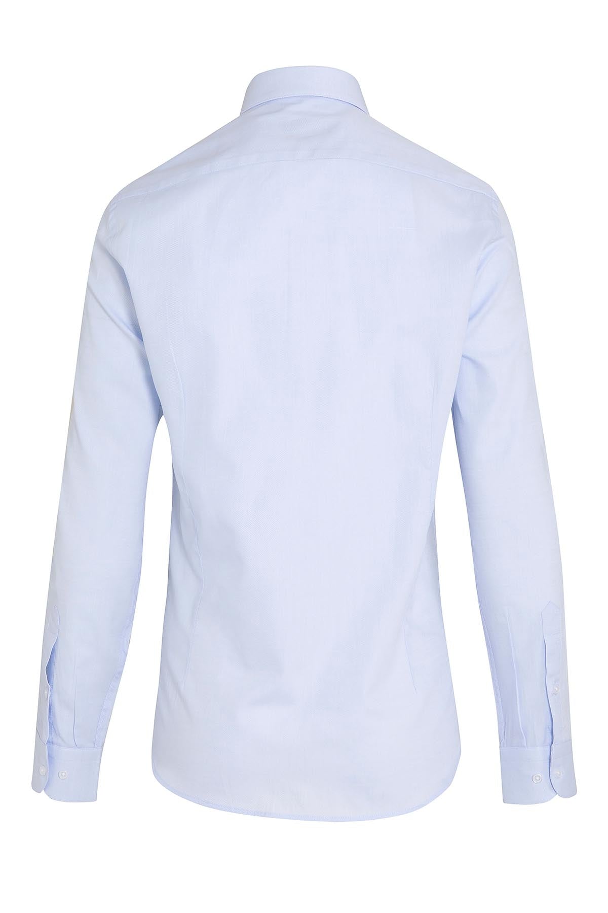 Slim Fit Long Sleeve Cotton Light Blue Dress Shirt - SAYKI
