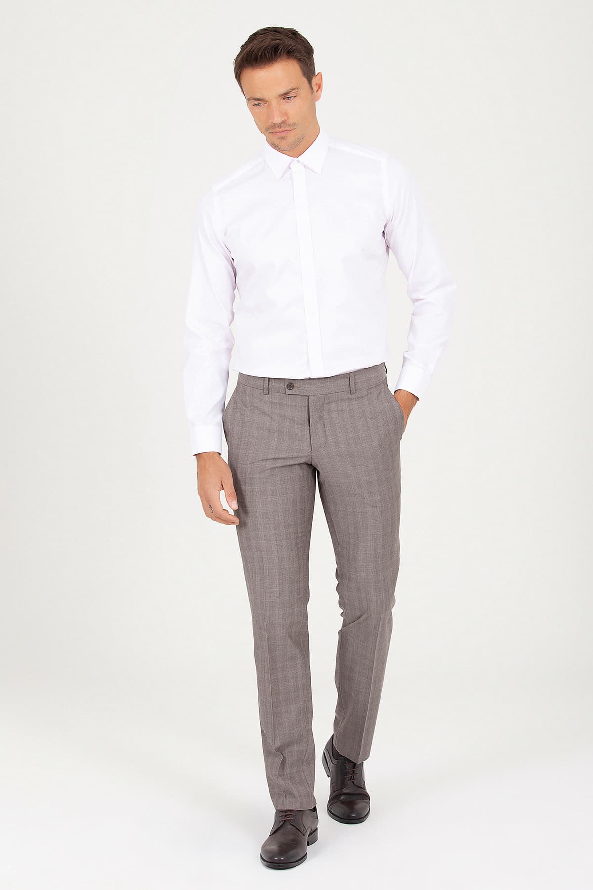 Slim Fit Long Sleeve Cotton Pink Dress Shirt - SAYKI