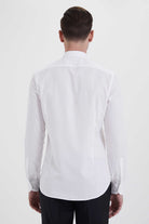Slim Fit Long Sleeve Cotton White Casual Shirt - SAYKI