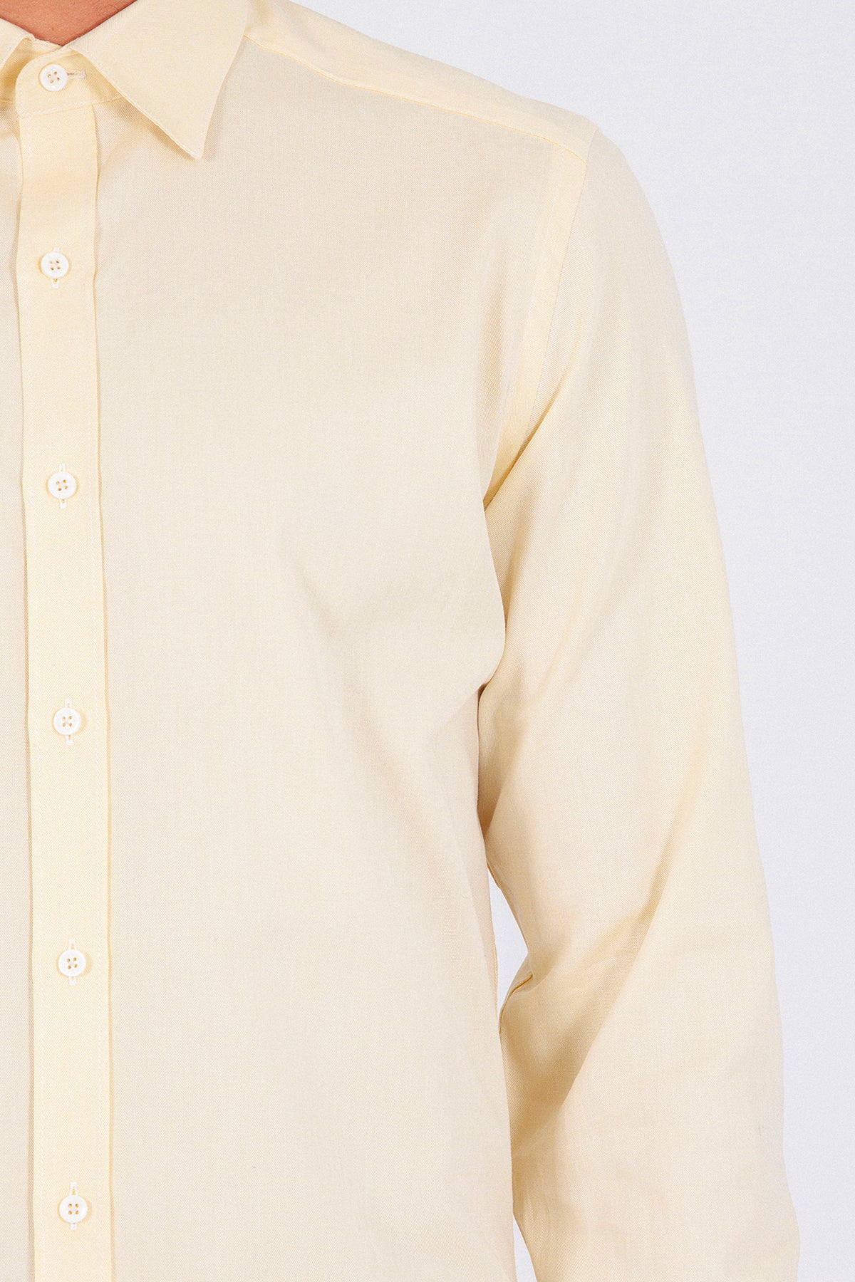 Slim Fit Long Sleeve Cotton Yellow Casual Shirt - SAYKI
