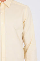 Slim Fit Long Sleeve Cotton Yellow Casual Shirt - SAYKI
