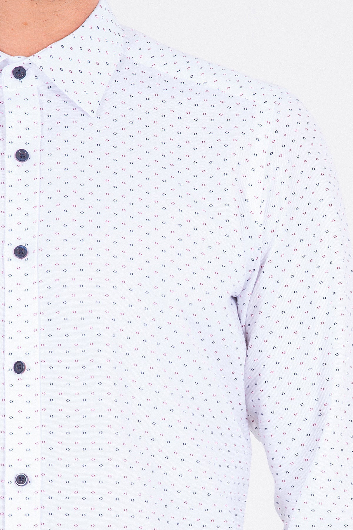 Slim Fit Long Sleeve Printed Cotton Blend Casual Shirt