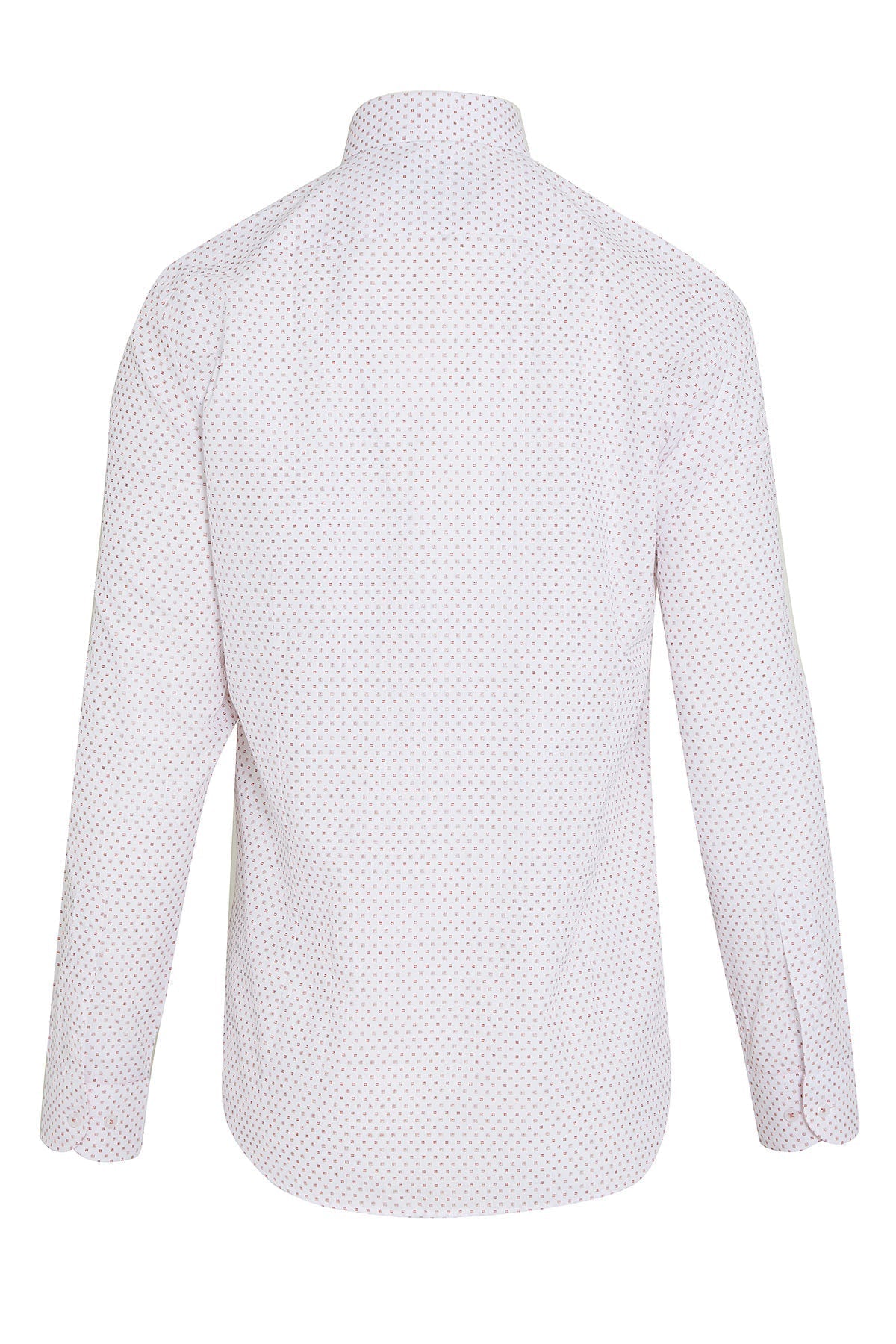 Slim Fit Long Sleeve Printed Cotton Brick Casual Shirt