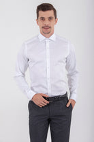 Slim Fit Long Sleeve Printed Cotton Gray Dress Shirt - SAYKI