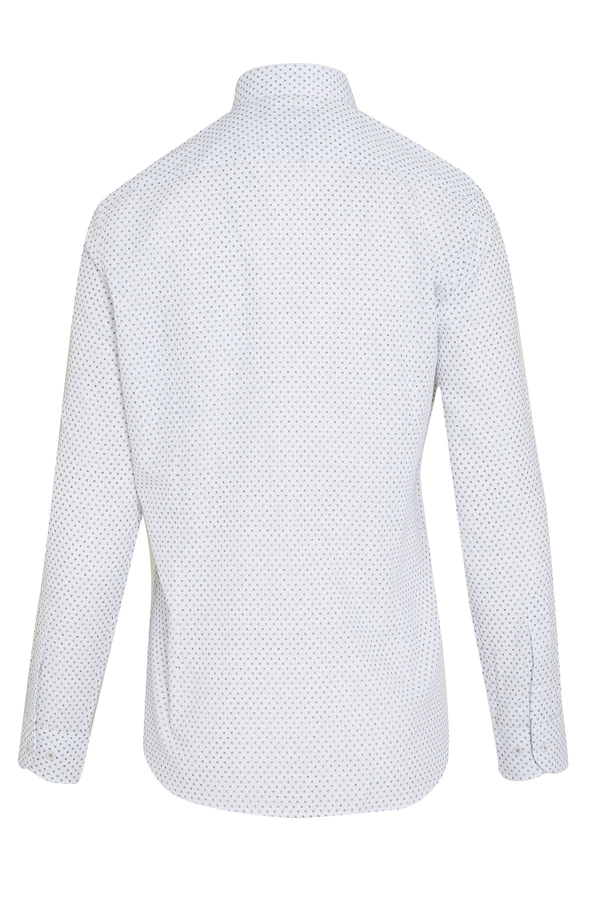 Slim Fit Long Sleeve Printed Cotton Khaki Casual Shirt