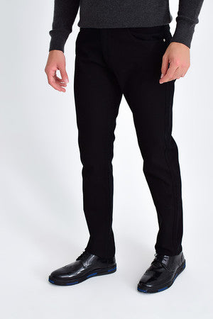 Slim Fit Low Waist Black Cotton Casual Pants - SAYKI