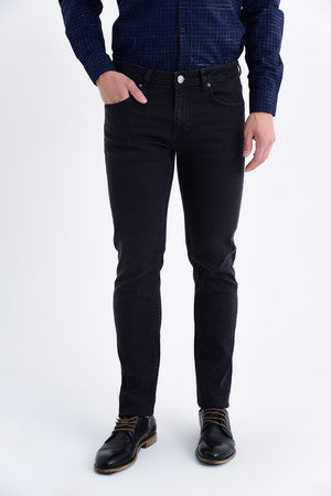 Slim Fit Low Waist Black Cotton Denim Jeans - SAYKI