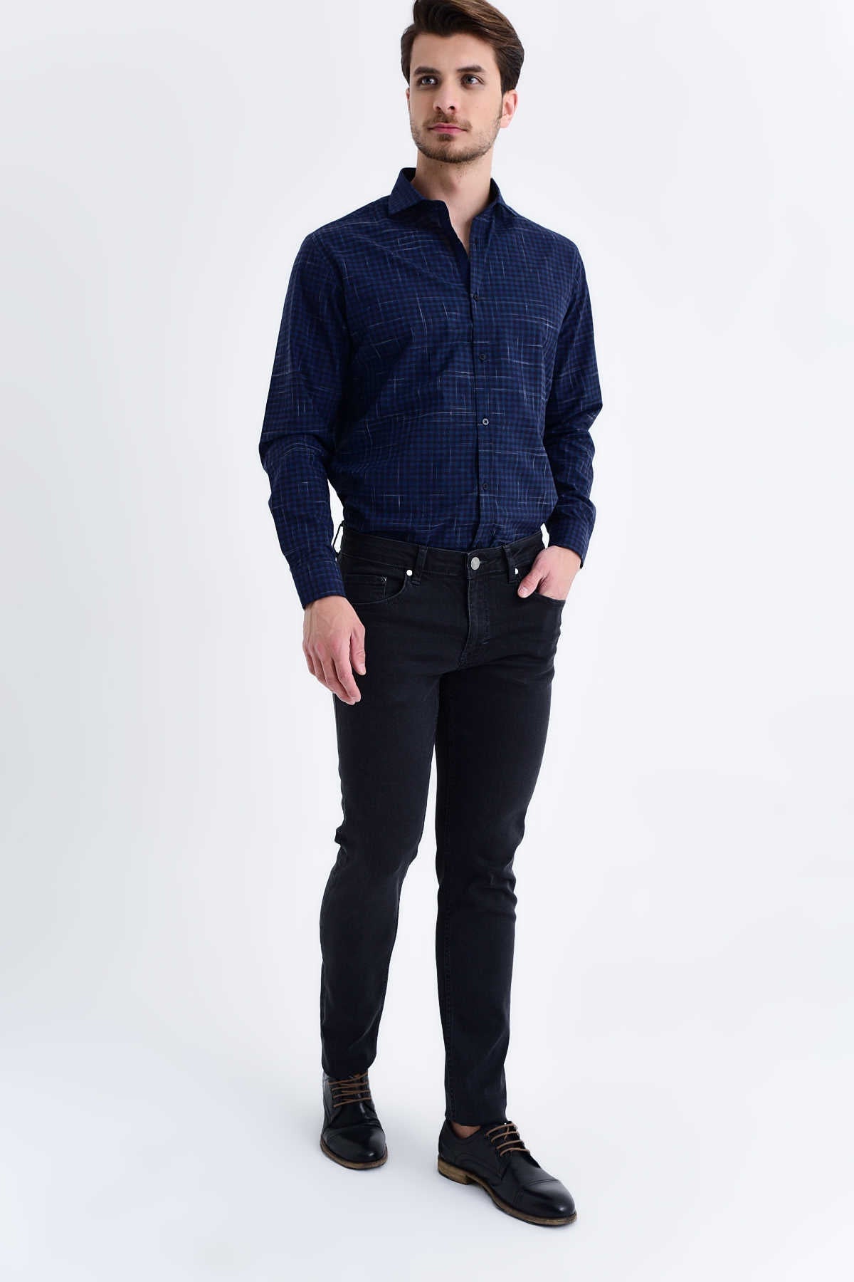 Slim Fit Low Waist Black Cotton Denim Jeans - SAYKI