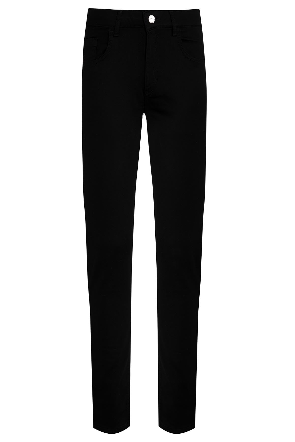 Slim Fit Low Waist Cotton Black Casual Pants - SAYKI