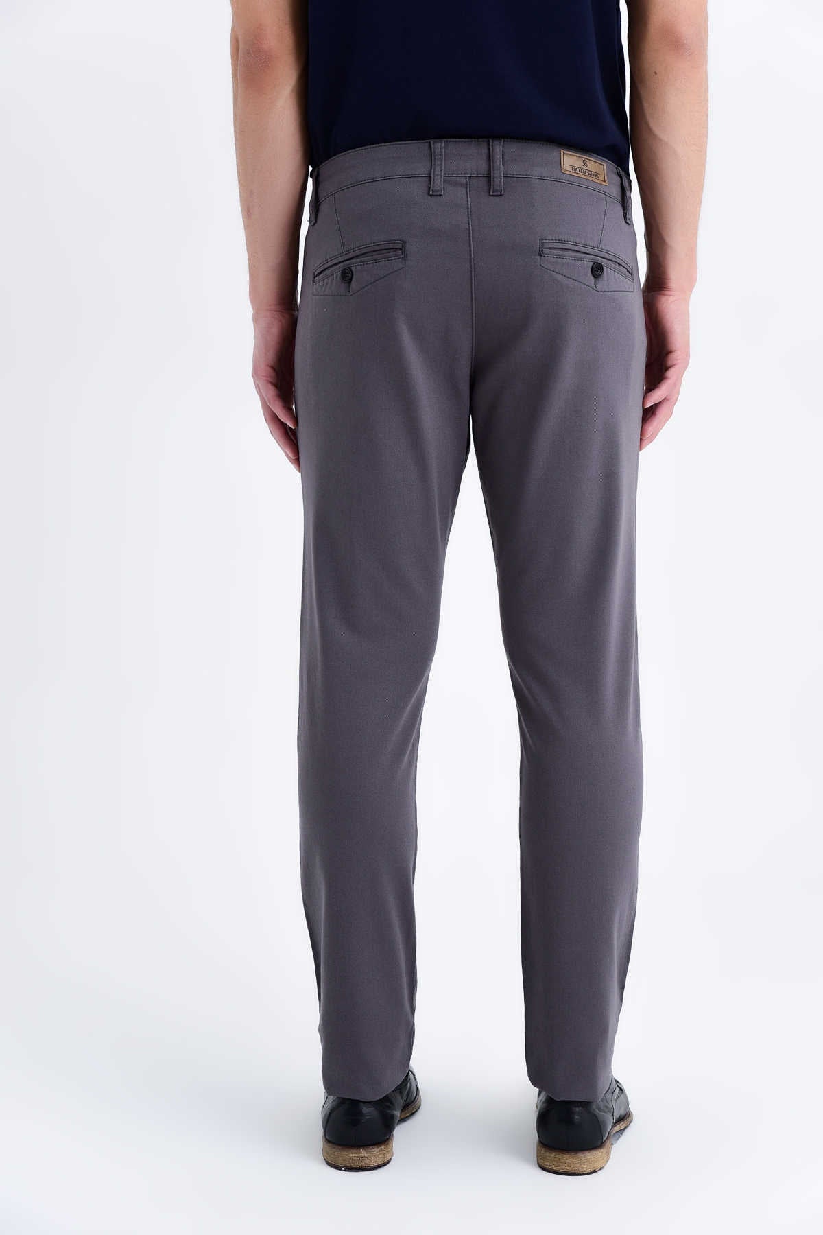 Slim Fit Low Waist Cotton Gray Casual Pants - SAYKI