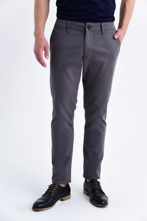 Slim Fit Low Waist Cotton Gray Casual Pants - SAYKI