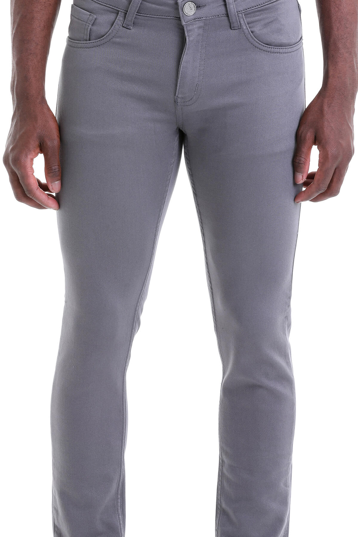 Slim Fit Low Waist Gray Cotton Casual Pants - SAYKI