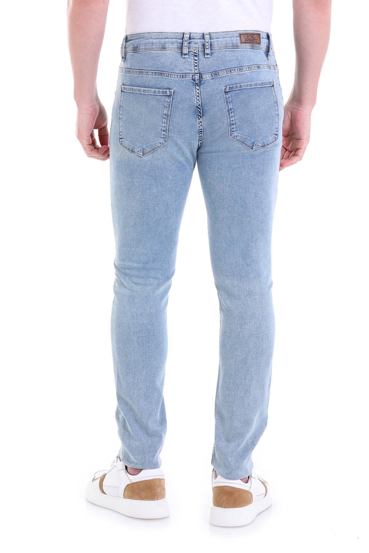 Slim Fit Low Waist Ice Blue Cotton Denim Jeans - SAYKI