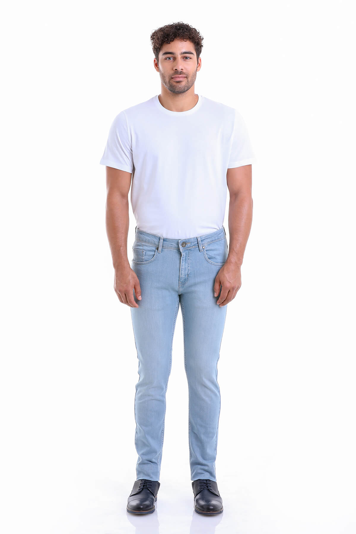 Slim Fit Low Waist Light Blue Cotton Denim - SAYKI