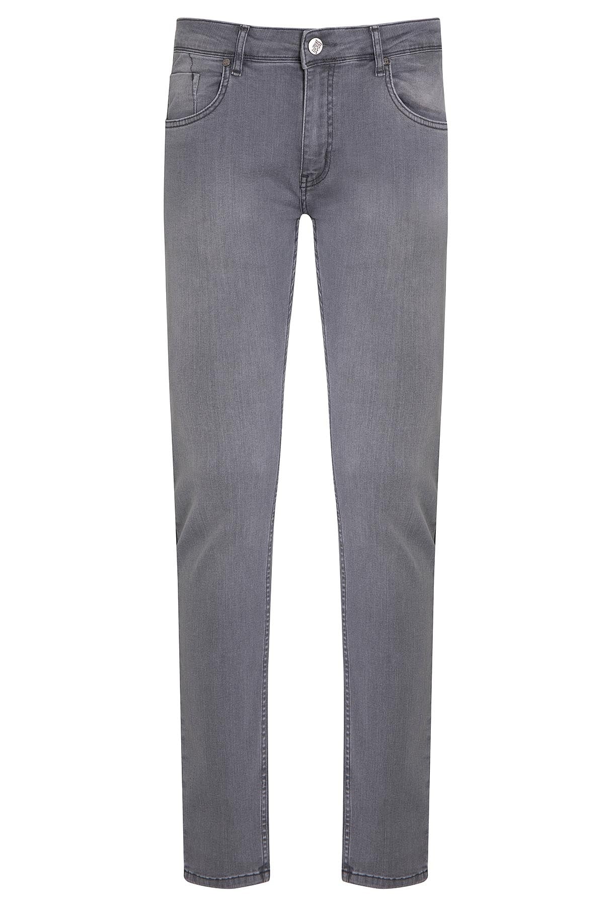 Slim Fit Low Waist Light Gray Cotton Denim - SAYKI