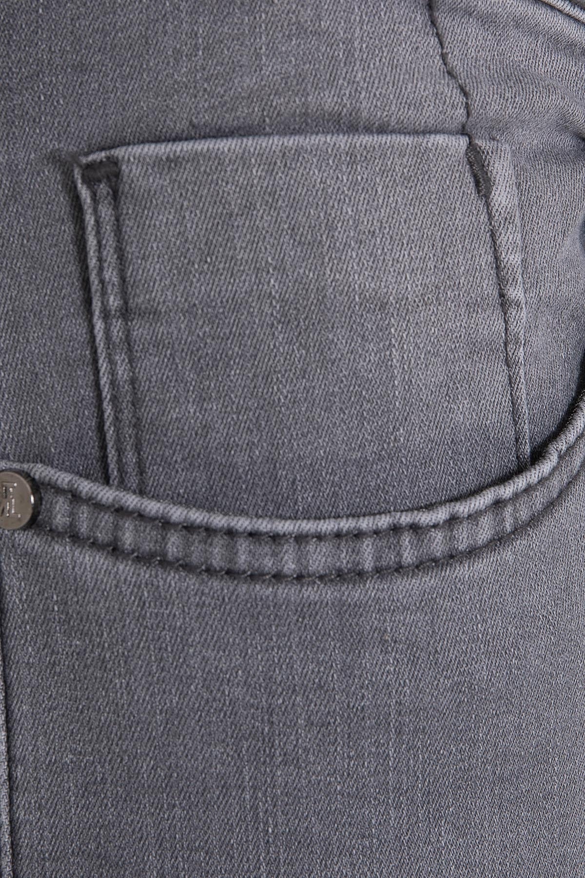 Slim Fit Low Waist Light Gray Cotton Denim - SAYKI