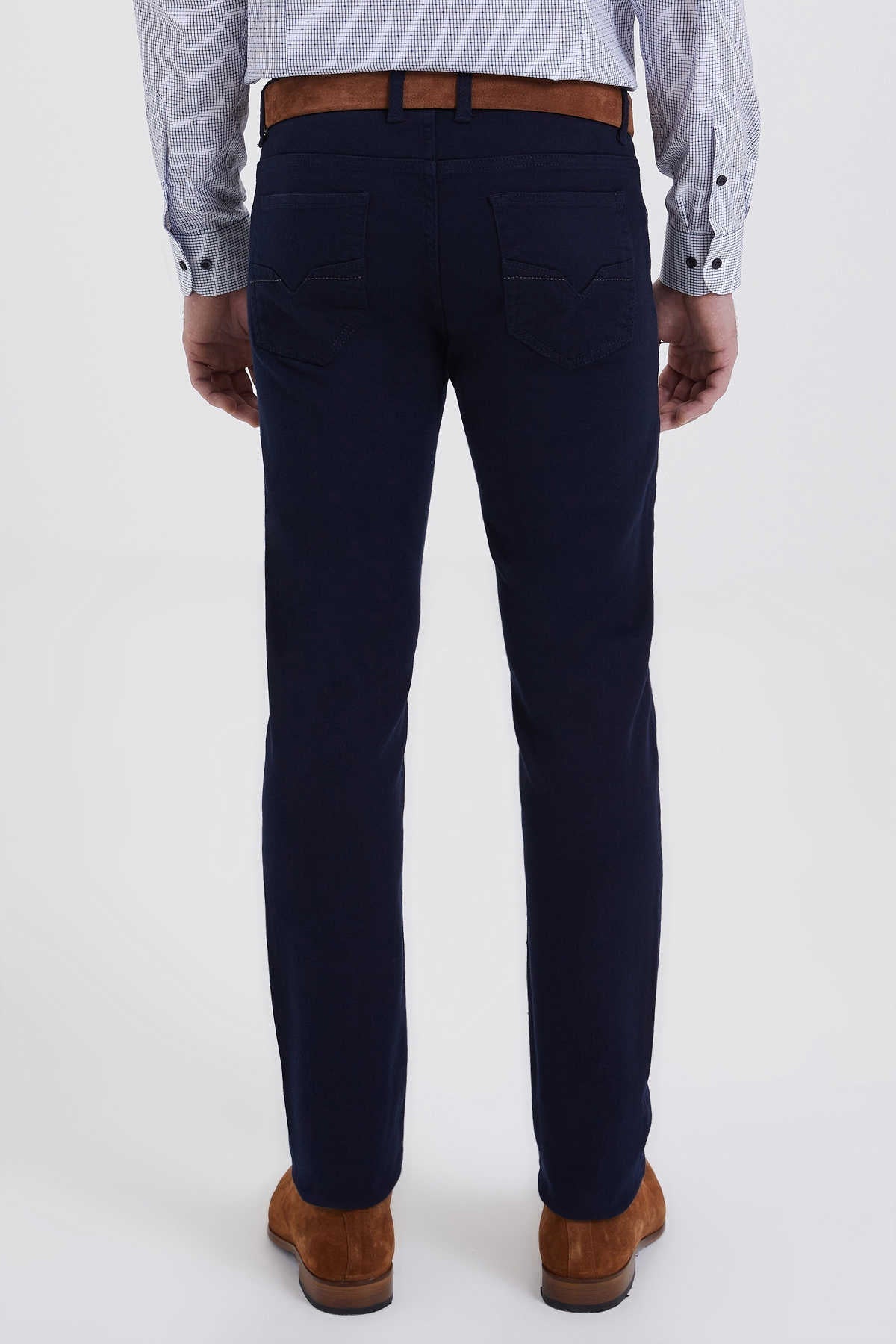 Slim Fit Low Waist Light Navy Cotton Denim - SAYKI