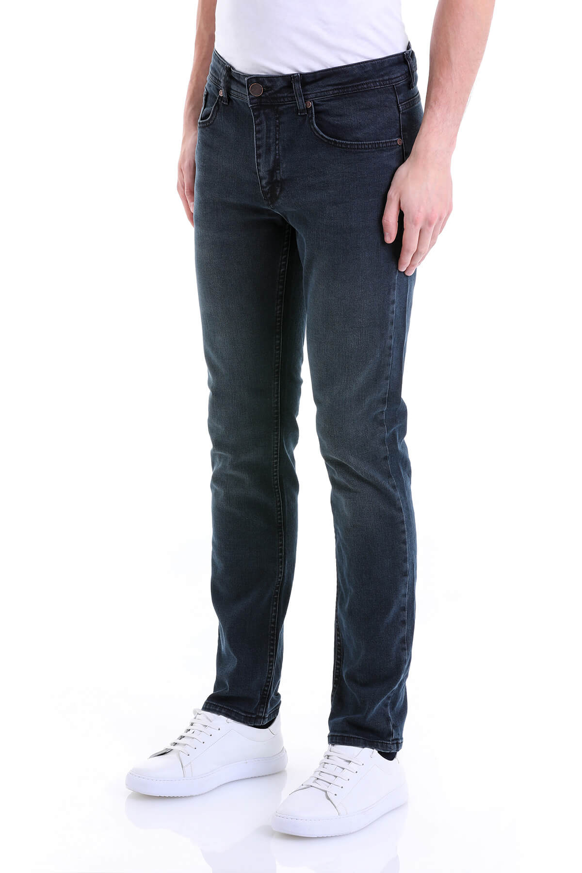 Slim Fit Low Waist Navy Cotton Denim Jeans - SAYKI
