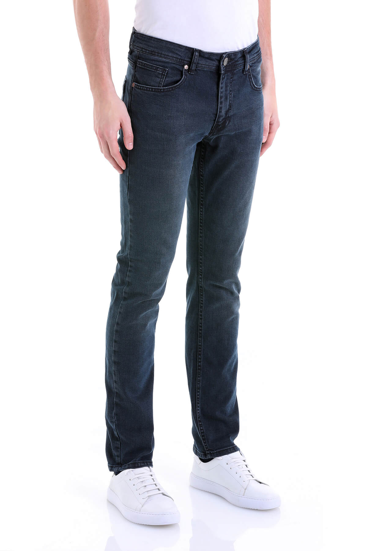 Slim Fit Low Waist Navy Cotton Denim Jeans - SAYKI
