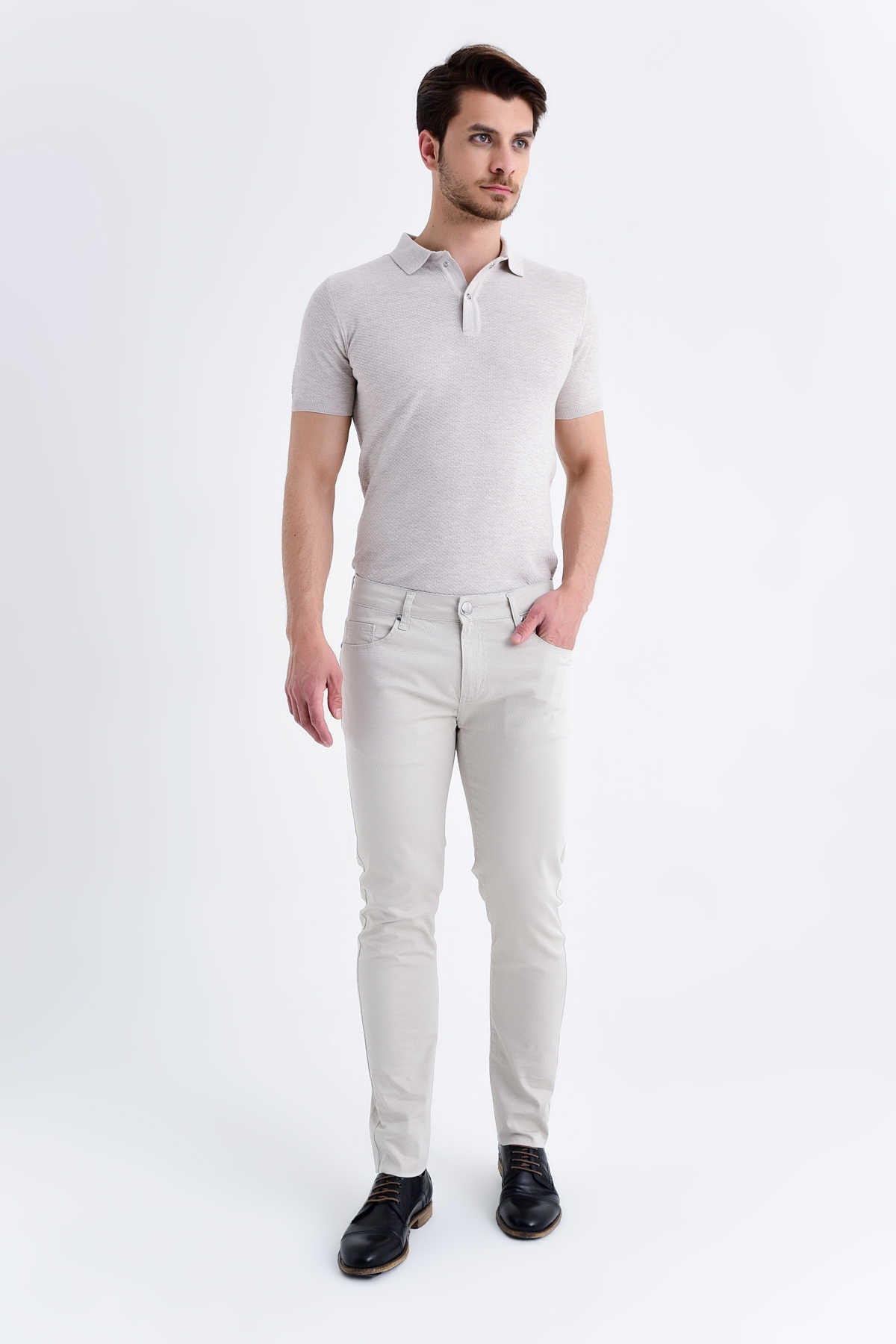 Slim Fit Low Waist Stone Cotton Casual Pants - SAYKI