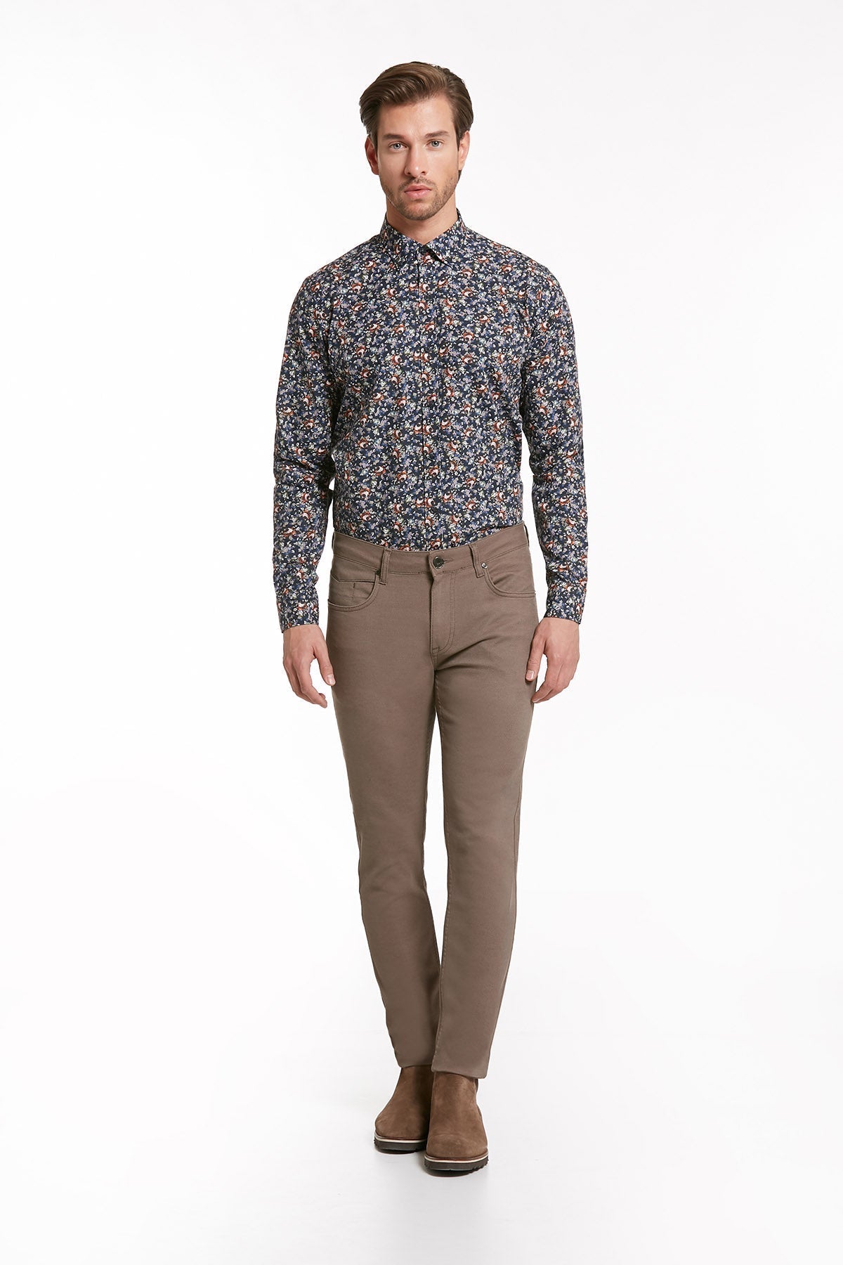 Slim Fit Mink Low Waist Cotton Casual Pants - SAYKI