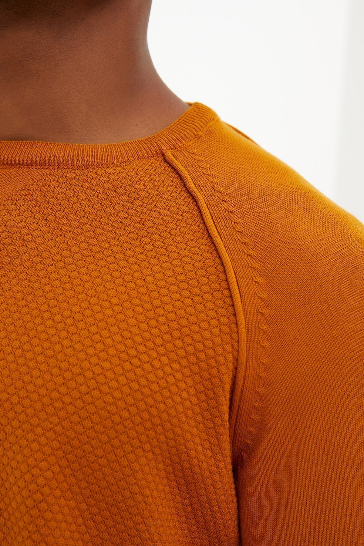 Slim Fit Mustard Cotton Blend Crewneck Sweater - SAYKI