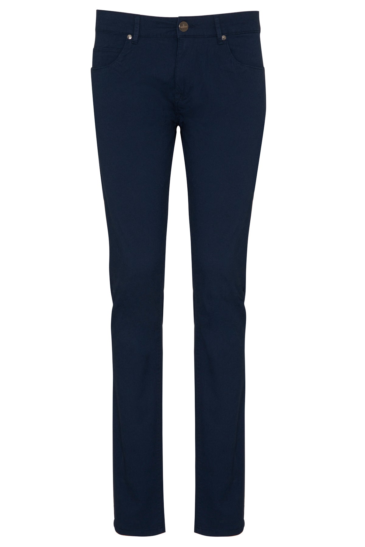 Slim Fit Navy 5 Pocket Cotton Low Waist Casual Pants - SAYKI