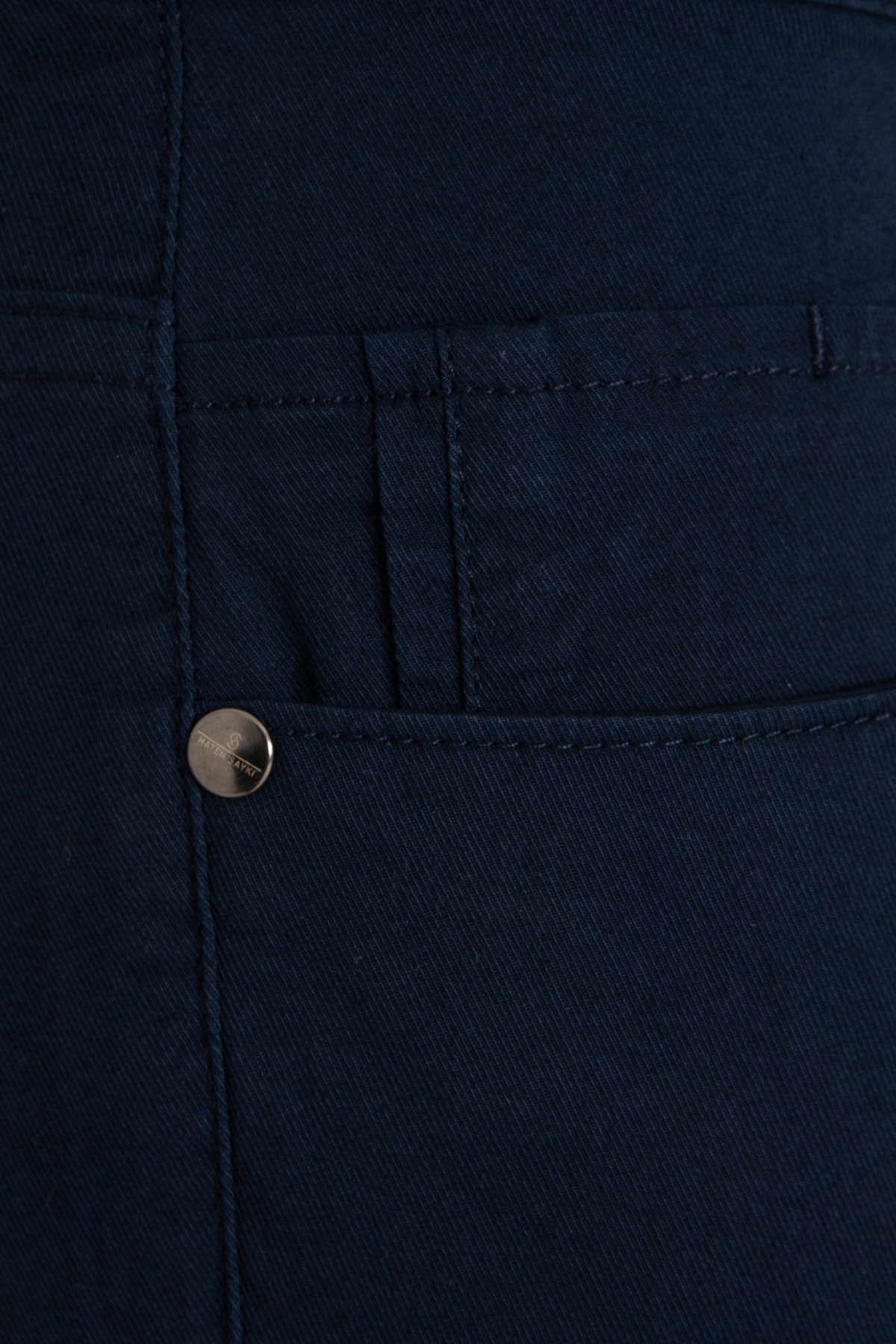 Slim Fit Navy 5 Pocket Cotton Low Waist Casual Pants - SAYKI