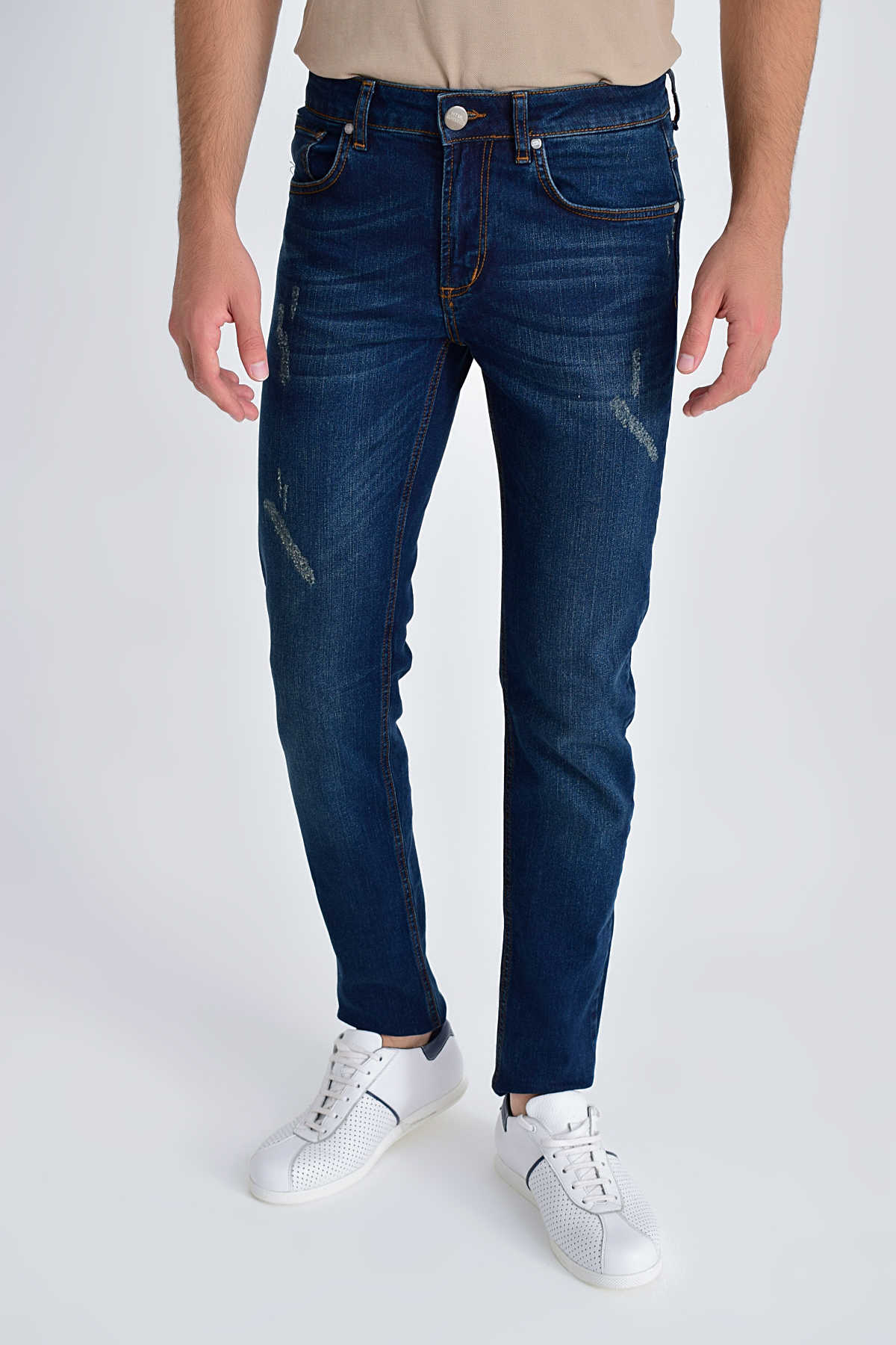 Slim Fit Navy Cotton Low Waist Denim Jeans - SAYKI