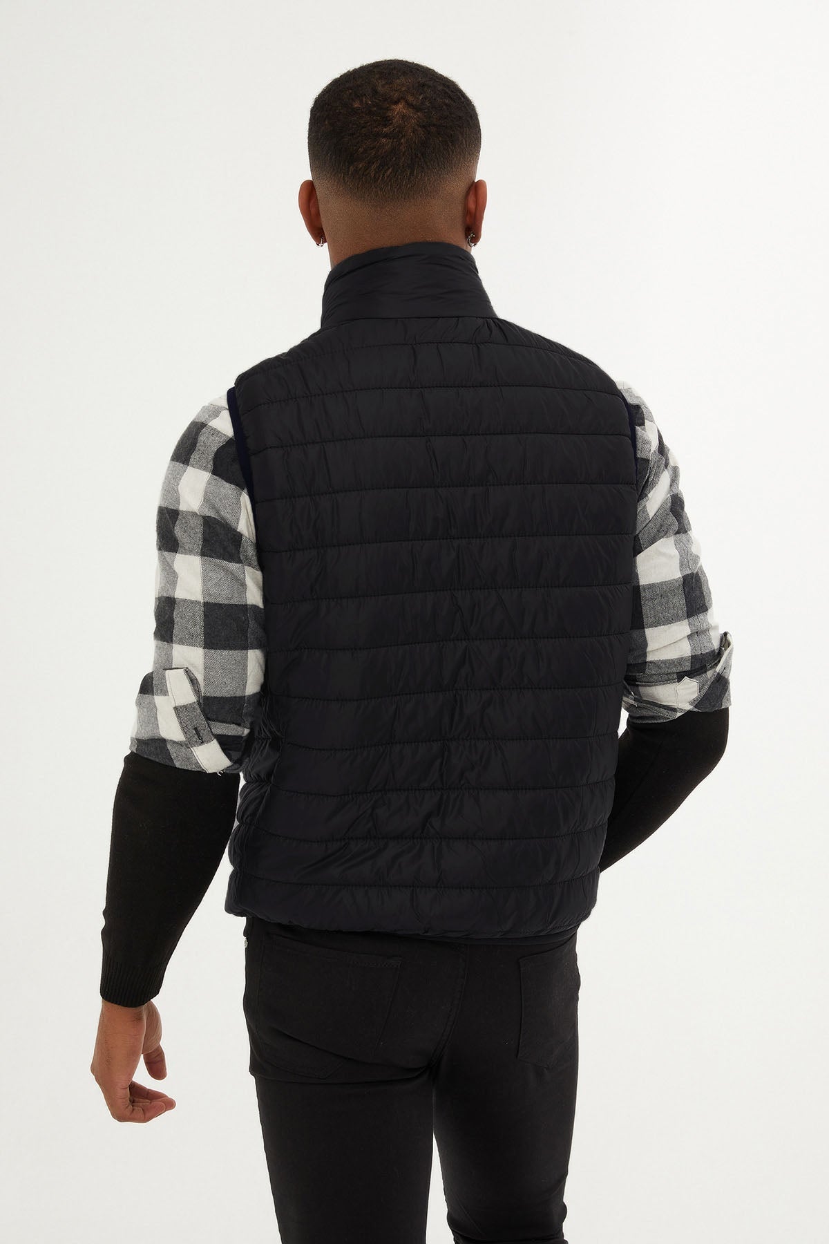 Slim Fit Navy Down Like Padded Vest - SAYKI