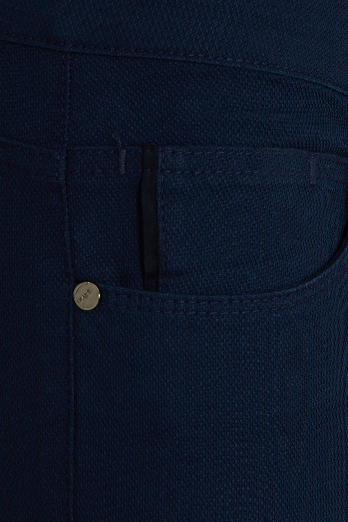 Slim Fit Navy Low Waist Cotton Casual Pants - SAYKI
