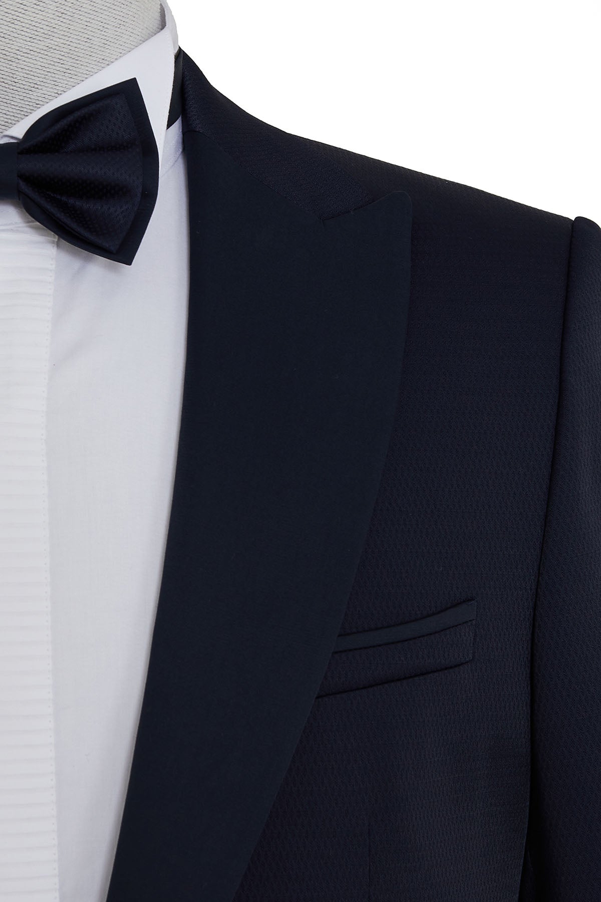 Slim Fit Navy Peak Lapel Classic Tuxedo - SAYKI