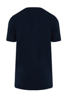 Slim Fit Navy Printed Cotton Blend Crew Neck T-Shirt - SAYKI
