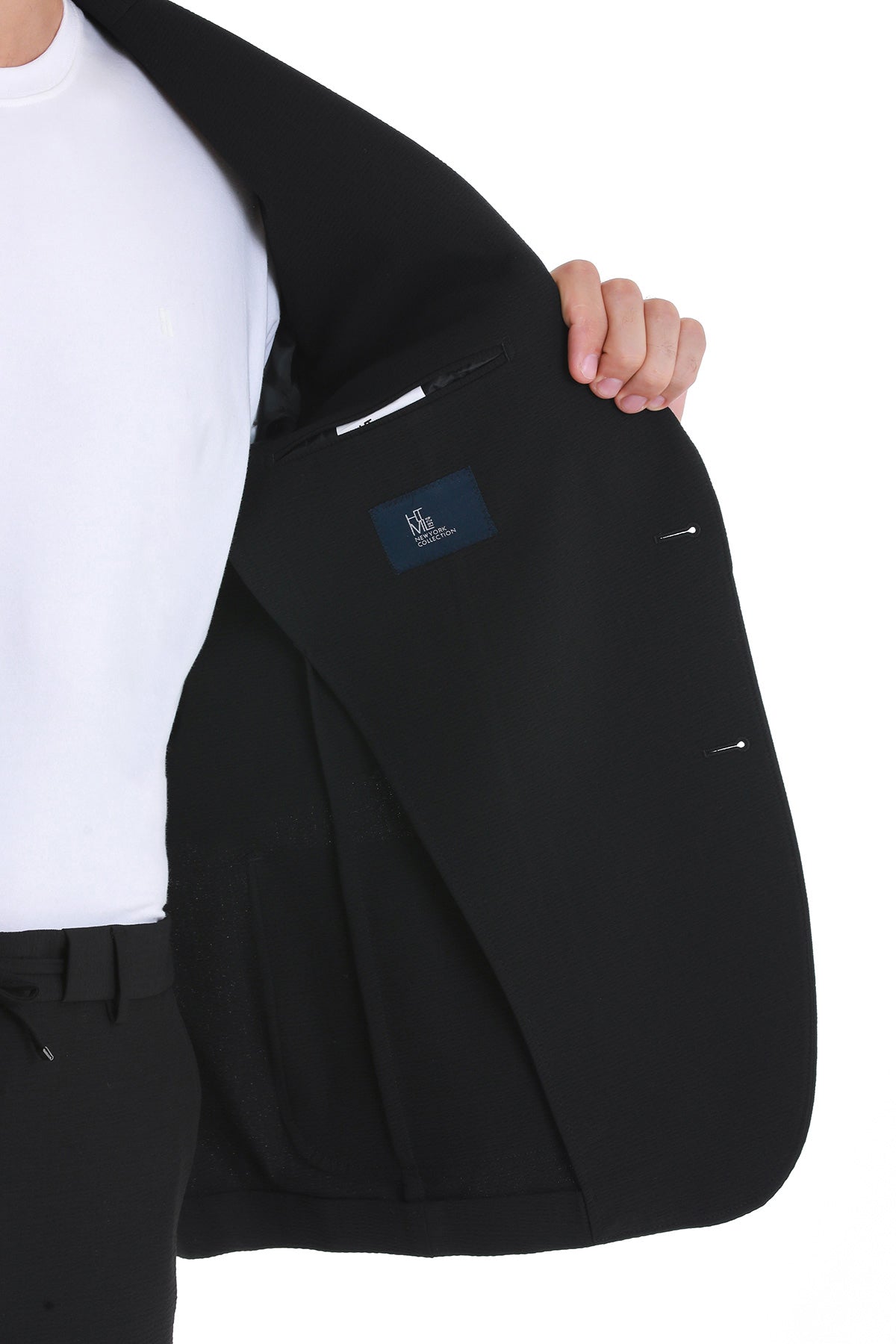 Slim Fit Notch Lapel Black Casual Suit - SAYKI