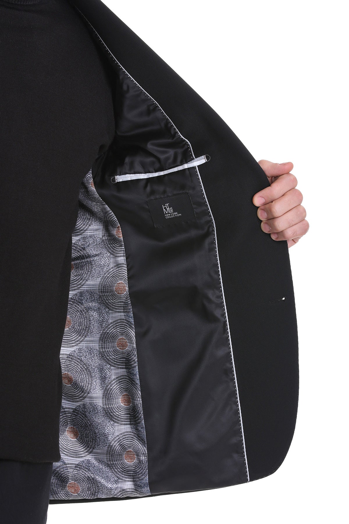 Slim Fit Notch Lapel Black Classic Blazer - SAYKI