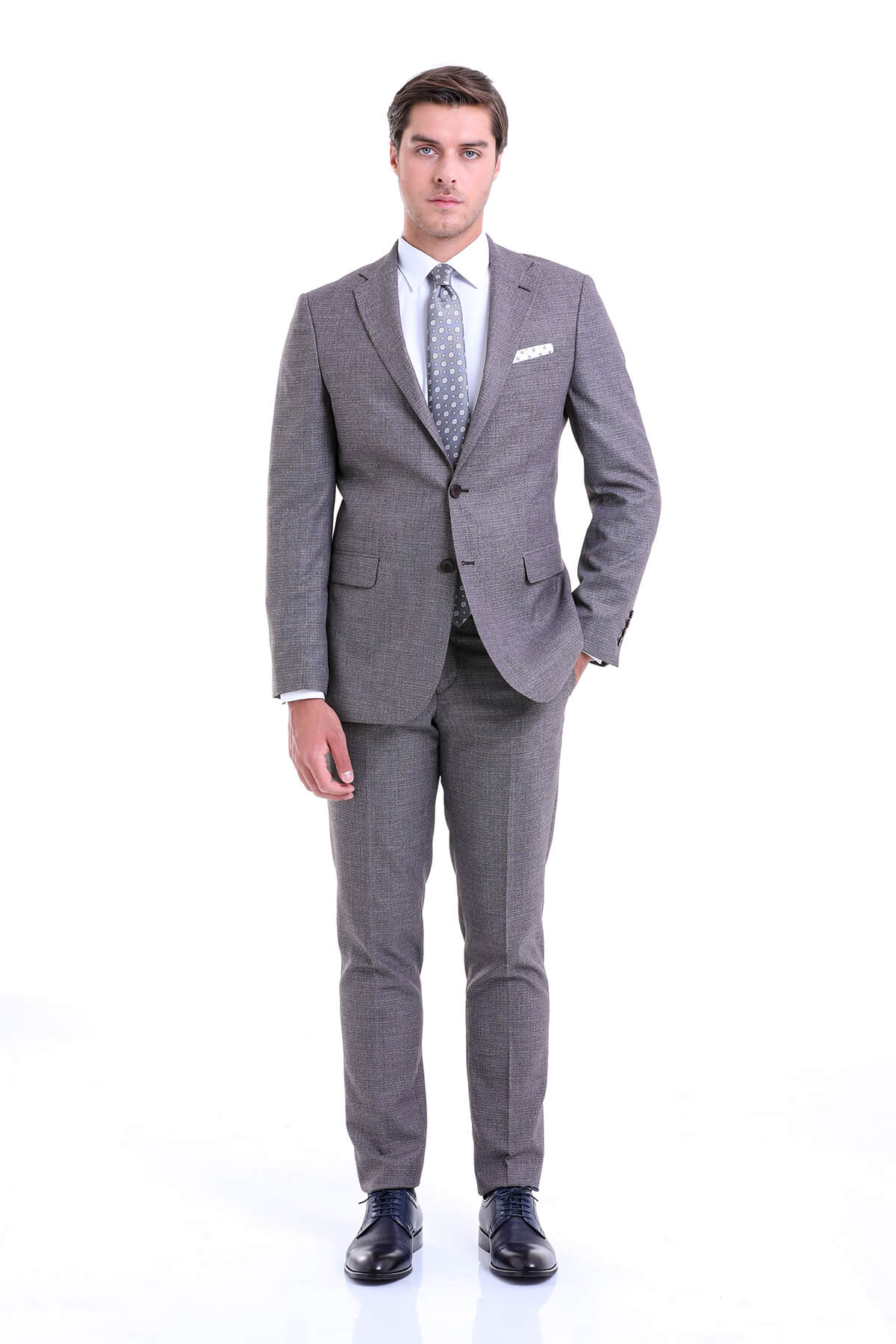 Slim Fit Notch Lapel Burgundy Classic Suit - SAYKI