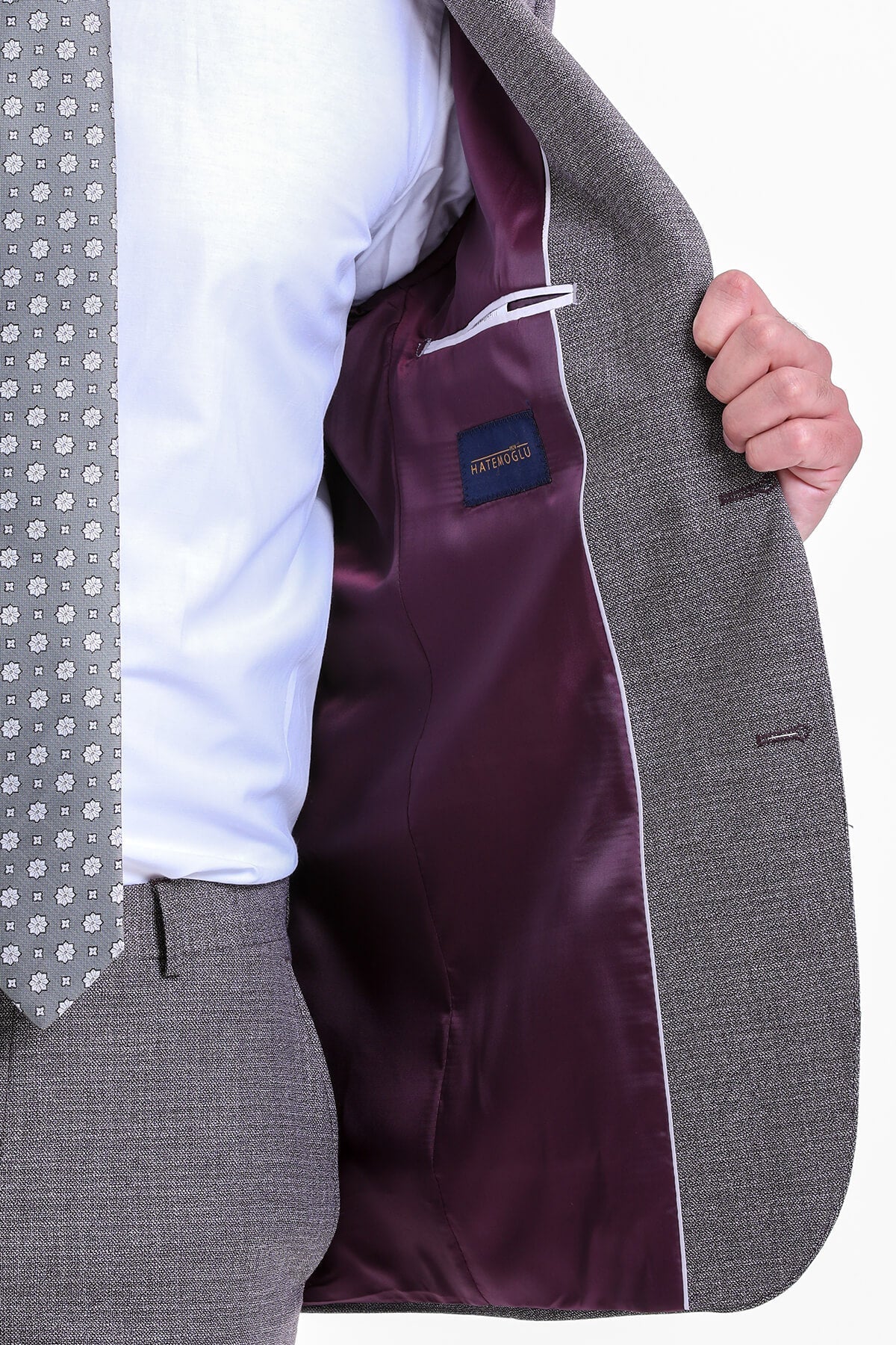 Slim Fit Notch Lapel Burgundy Classic Suit - SAYKI