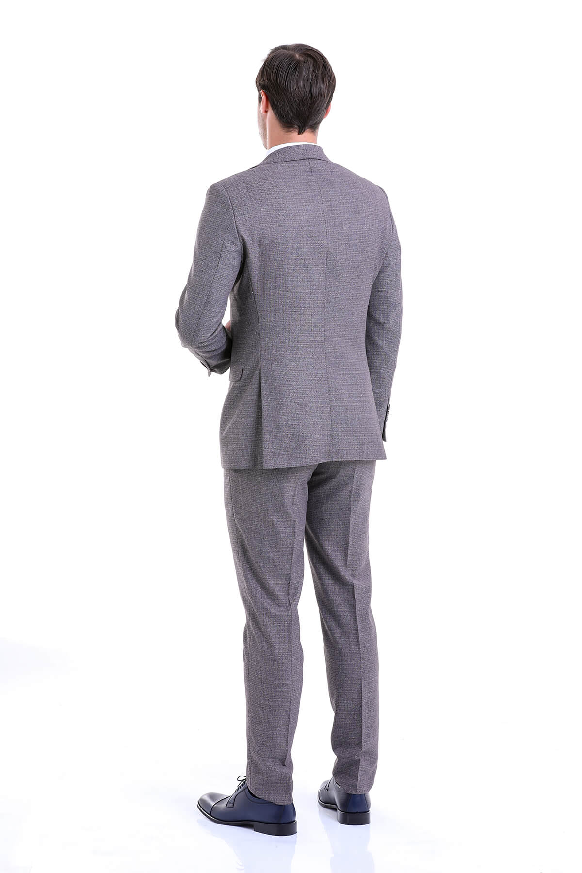 Slim Fit Notch Lapel Burgundy Classic Suit - SAYKI