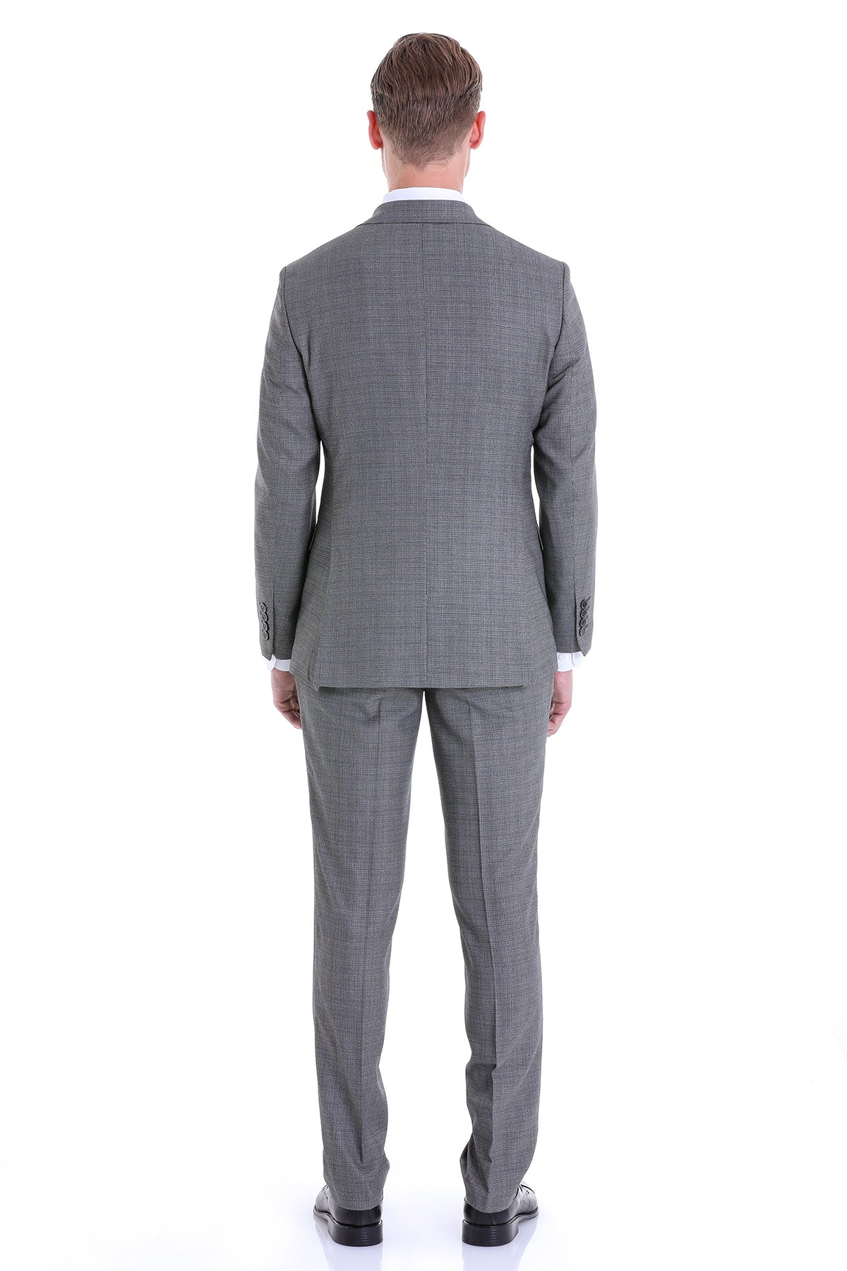 Slim Fit Notch Lapel Gray Classic Suit - SAYKI