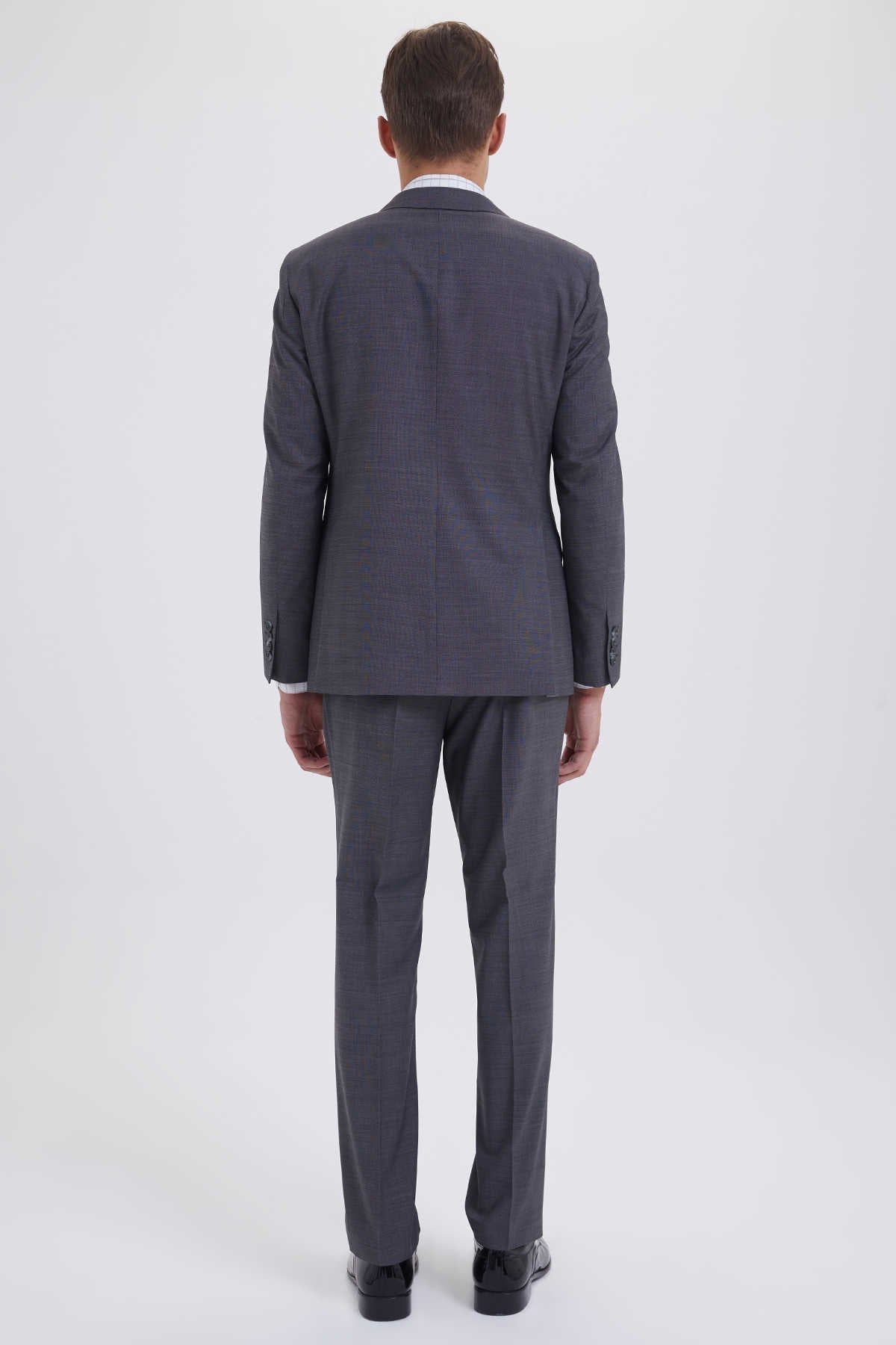 Slim Fit Notch Lapel Gray Wool Blend Classic Suit - SAYKI