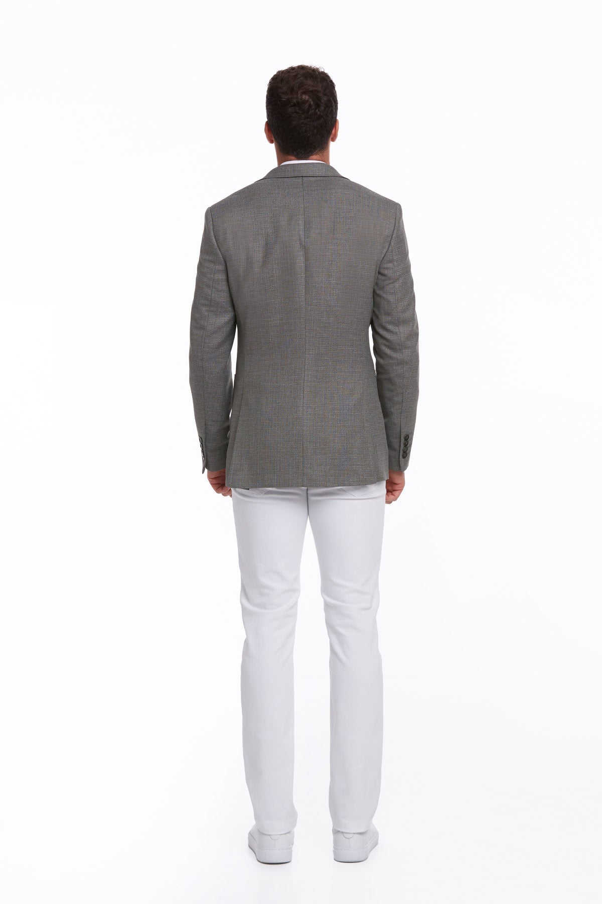 Slim Fit Notch Lapel Khaki Casual Blazer - SAYKI