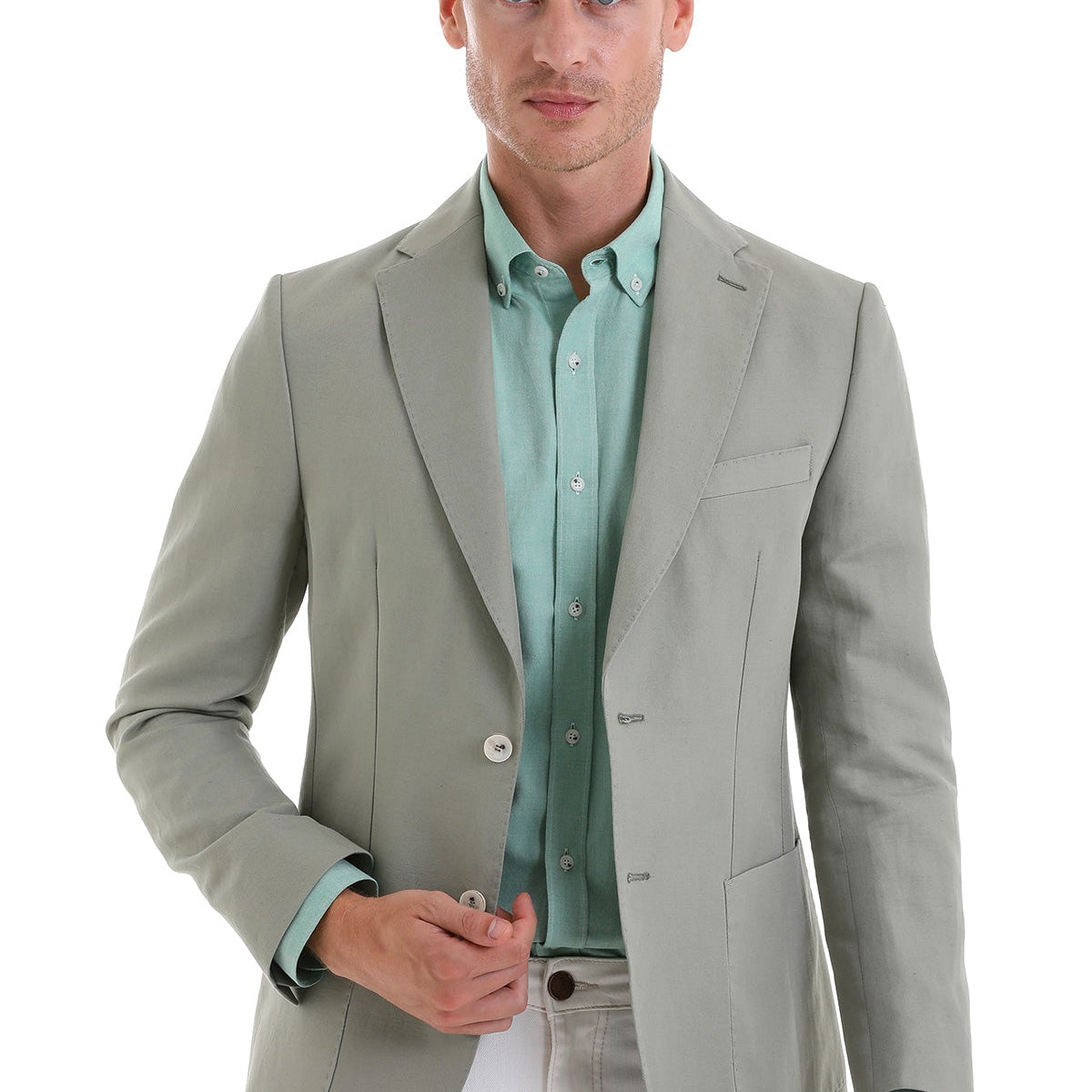 green emerald velvet dress The Sarah Wrap Blazer Dress (Icy Sage) main image 0